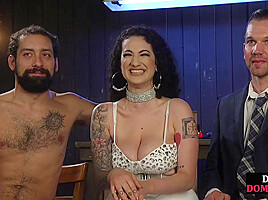 Strapon domina fucks cocksucking sub ass in bisexual 3some